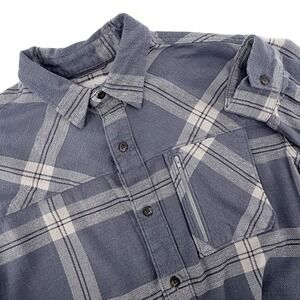 Ascend Button Down Shirt Mens Large Blue Plaid Stretch Outdoor UtilityTexured